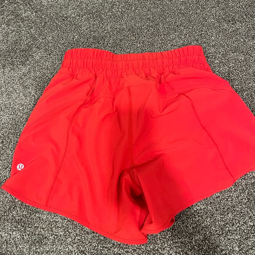 bright red lululemon shorts